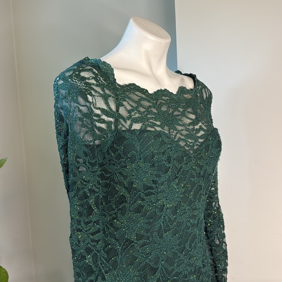 Elegant Green Lace Dress gold Threads Decode 7.8 size 6 - Picture 5 of 8
